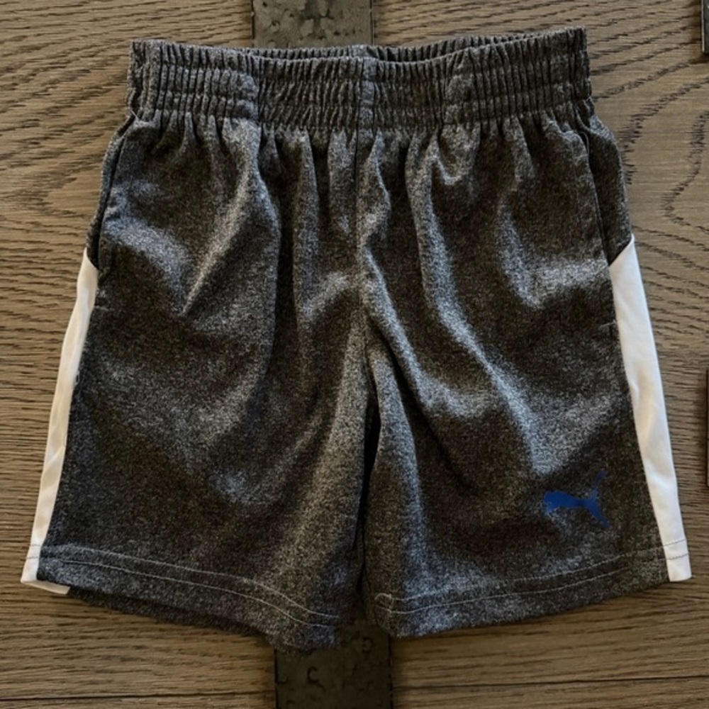 Puma Boys Charcoal and White Shorts with Navy Logo